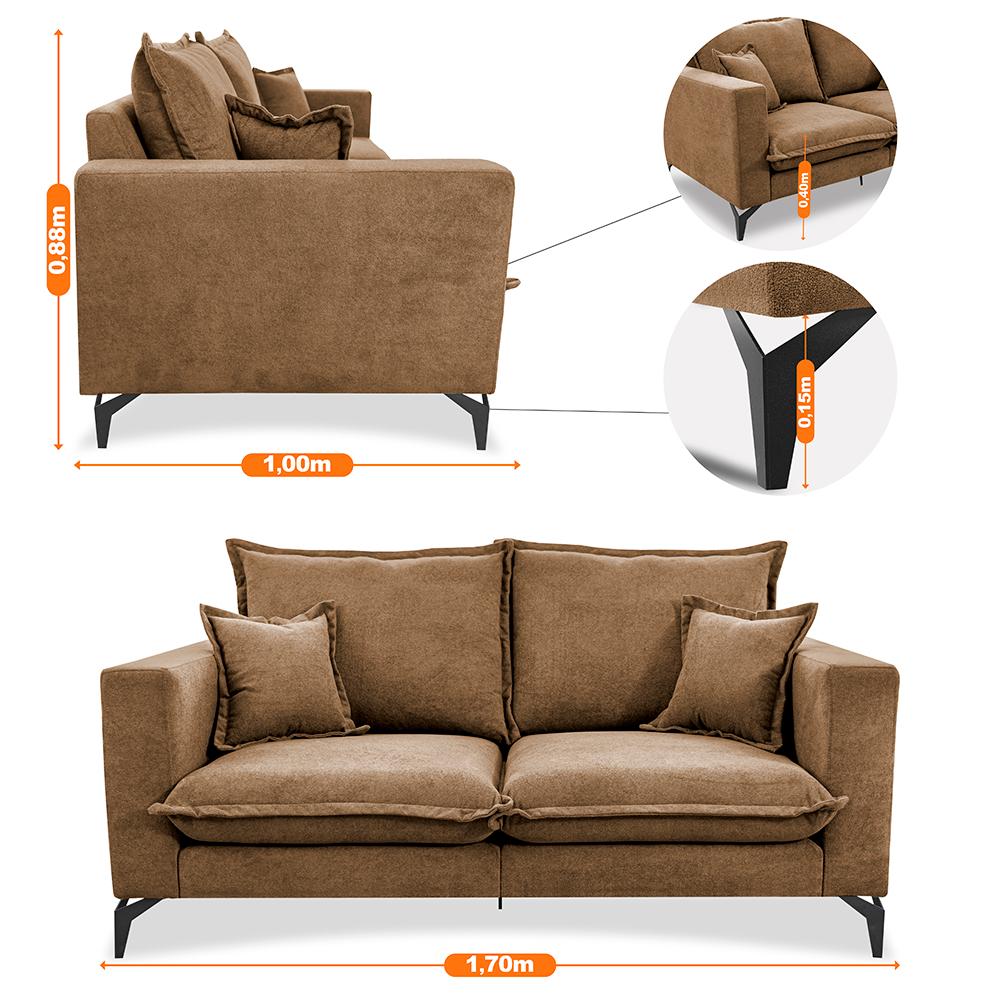 Sofá 2 Lugares Modular Boma 1,70m Boucle Caramelo Sofá inBox