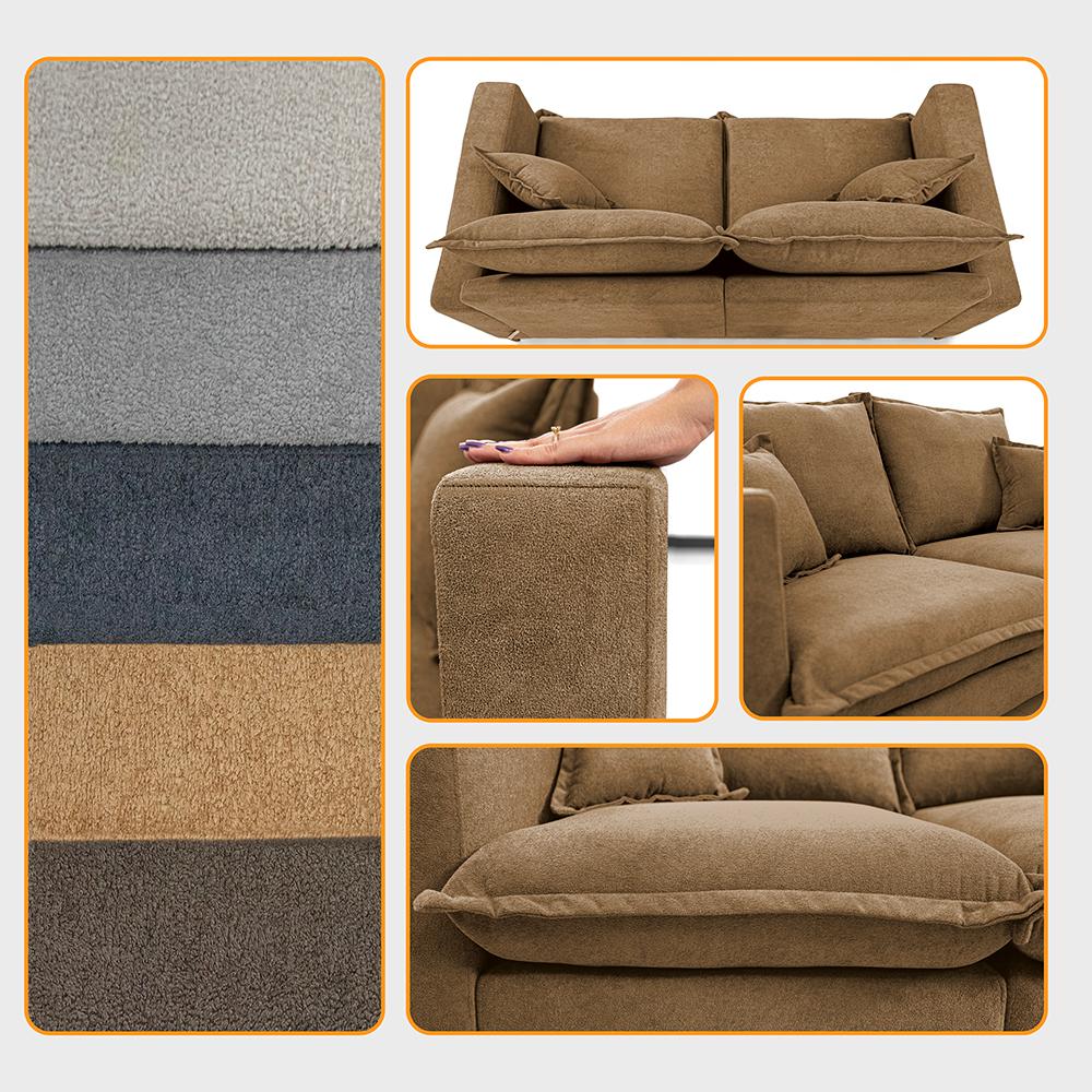 Sofá 2 Lugares Modular Boma 1,70m Boucle Caramelo Sofá inBox