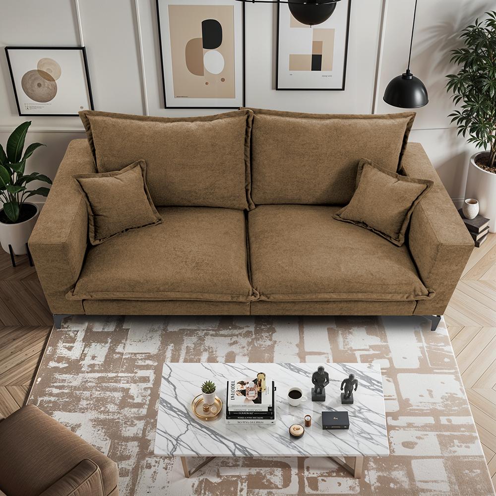 Sofá 2 Lugares Modular Boma 1,70m Boucle Caramelo Sofá inBox