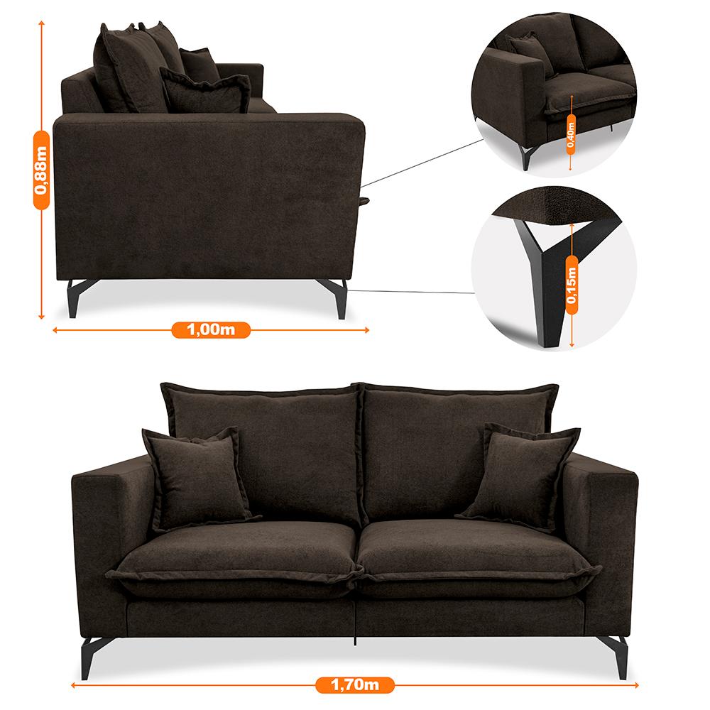 Sofá 2 Lugares Modular Boma 1,70m Boucle Marrom Sofá inBox