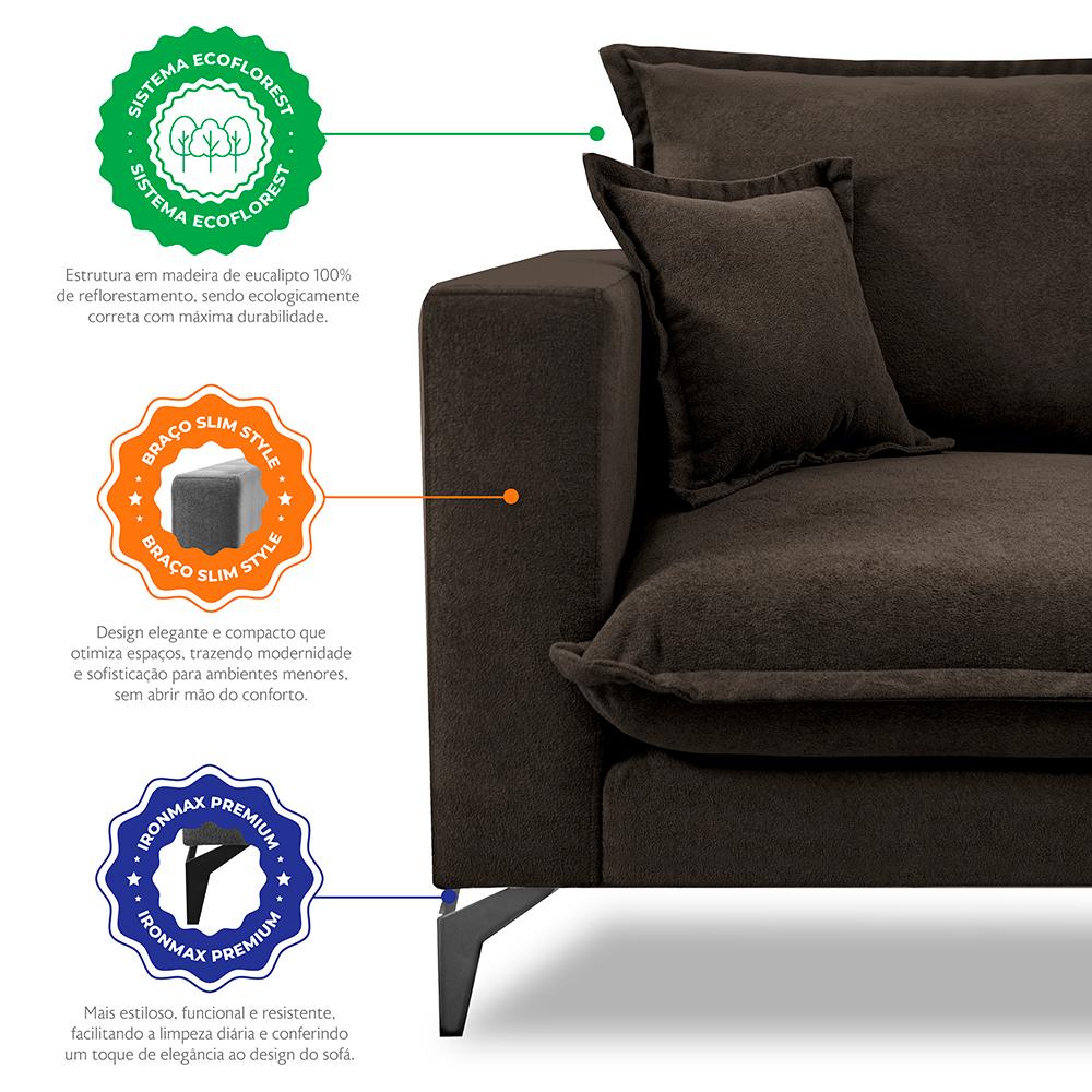 Sofá 2 Lugares Modular Boma 1,70m Boucle Marrom Sofá inBox