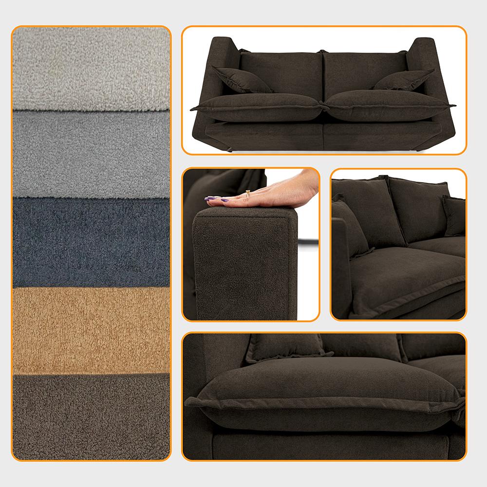 Sofá 2 Lugares Modular Boma 1,70m Boucle Marrom Sofá inBox