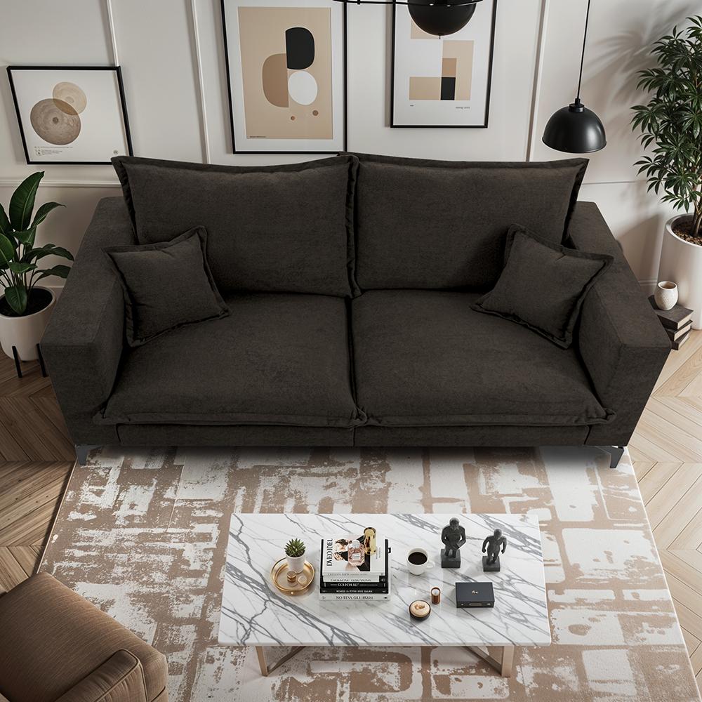 Sofá 2 Lugares Modular Boma 1,70m Boucle Marrom Sofá inBox