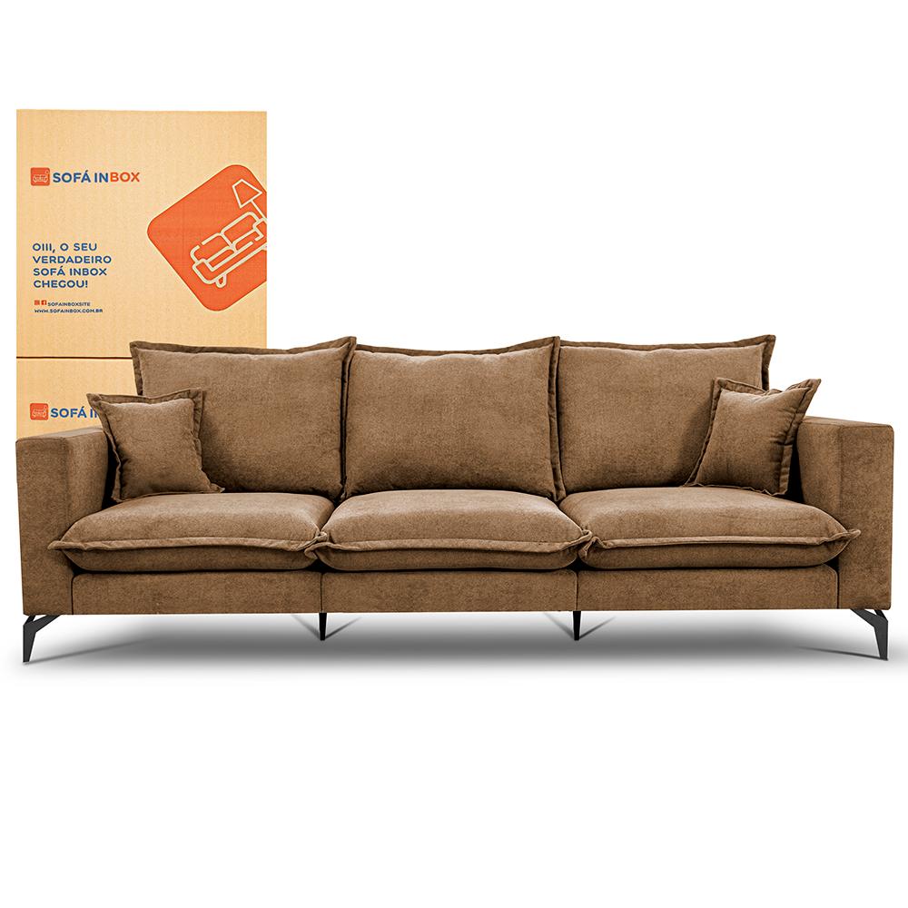 Sofá 3 Lugares Modular Boma 2,40m Boucle Caramelo Sofá inBox