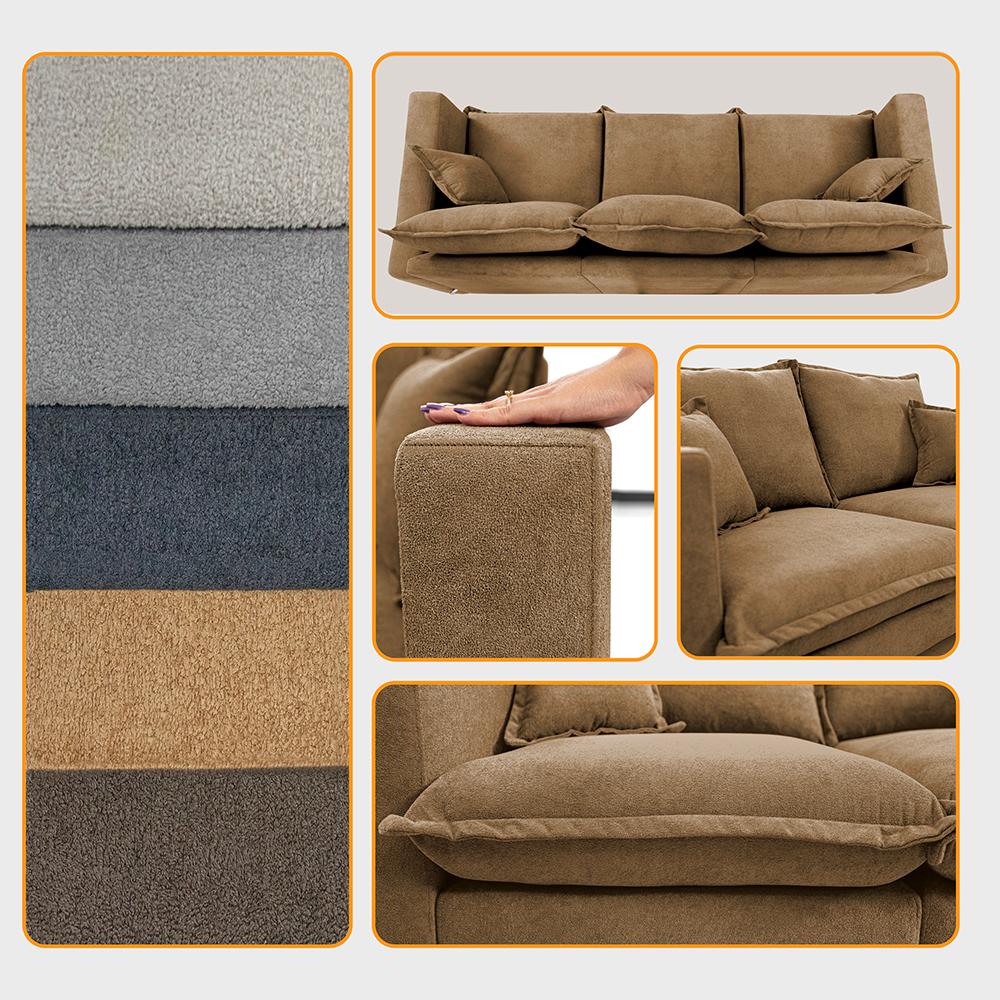 Sofá 3 Lugares Modular Boma 2,40m Boucle Caramelo Sofá inBox