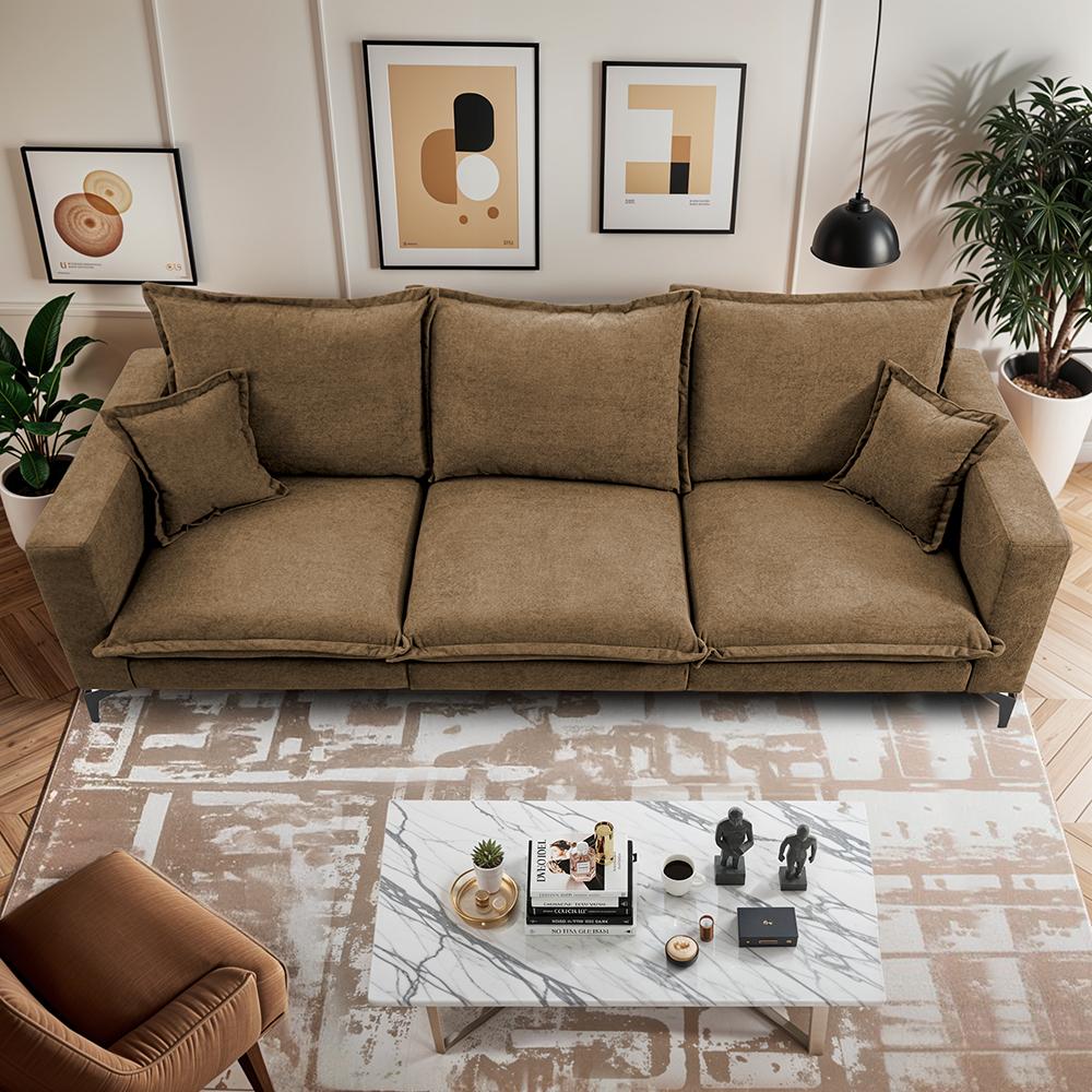 Sofá 3 Lugares Modular Boma 2,40m Boucle Caramelo Sofá inBox