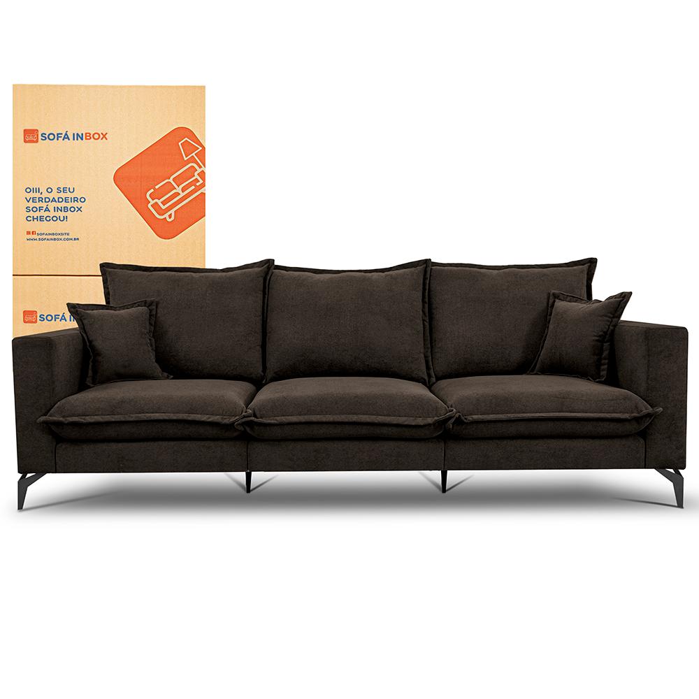 Sofá 3 Lugares Modular Boma 2,40m Boucle Marrom Sofá inBox