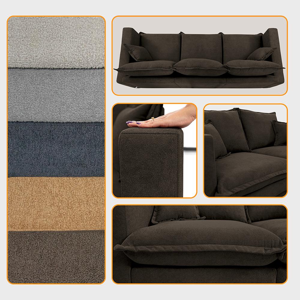 Sofá 3 Lugares Modular Boma 2,40m Boucle Marrom Sofá inBox