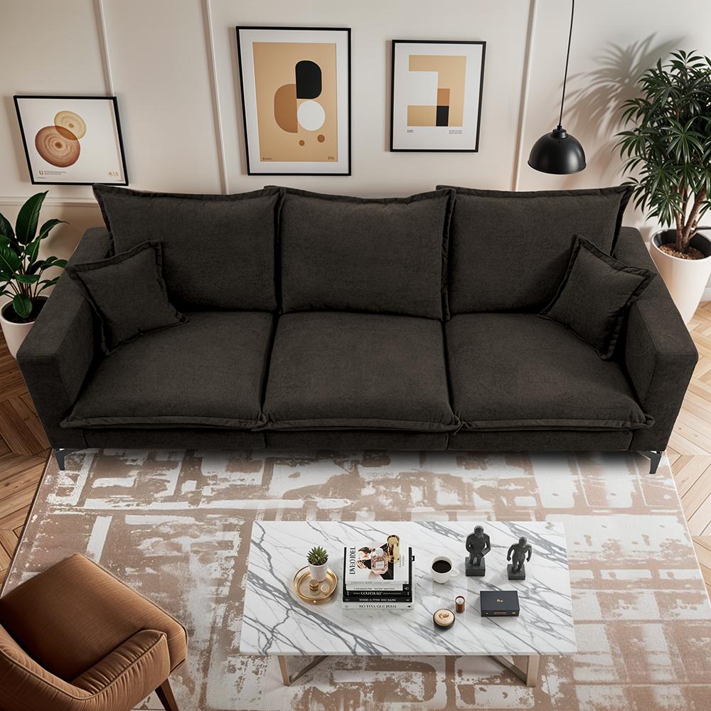 Sofá 3 Lugares Modular Boma 2,40m Boucle Marrom Sofá inBox