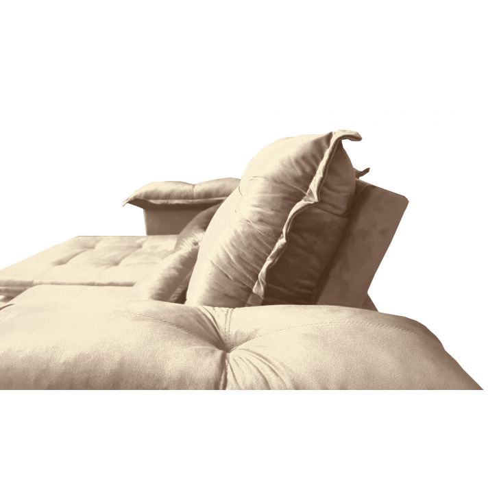 Sofá Retrátil e Reclinável 2 Metros Pillow Top Espuma Densidade 33 Bege