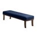 Banco 2 Lugares Theo Veludo Azul e Imbuia 100 cm