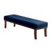 Banco 2 Lugares Theo Veludo Azul e Imbuia 140 cm