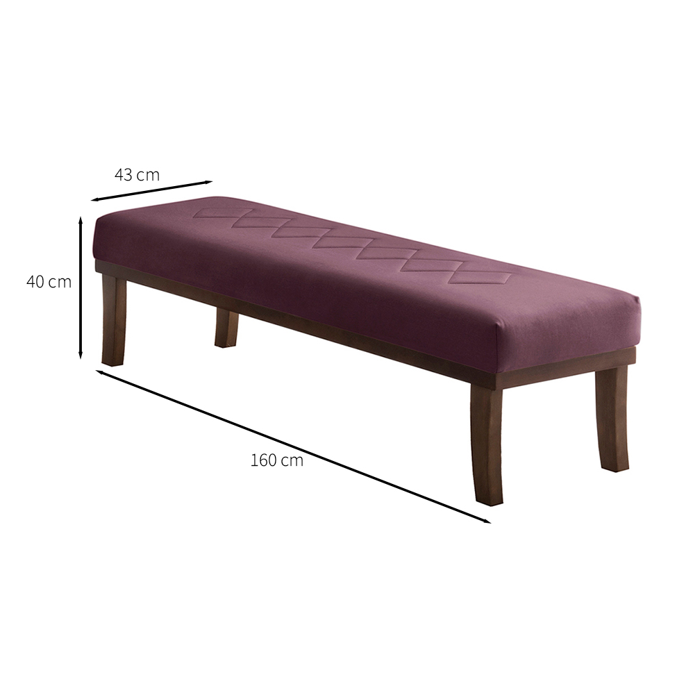 Banco 2 Lugares Theo Veludo Rosa e Imbuia 160 cm