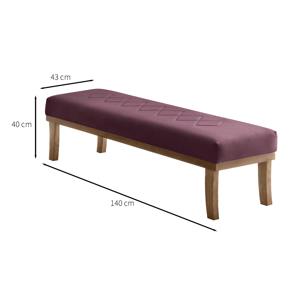 Banco 2 Lugares Theo Veludo Rosa e Mel 140 cm