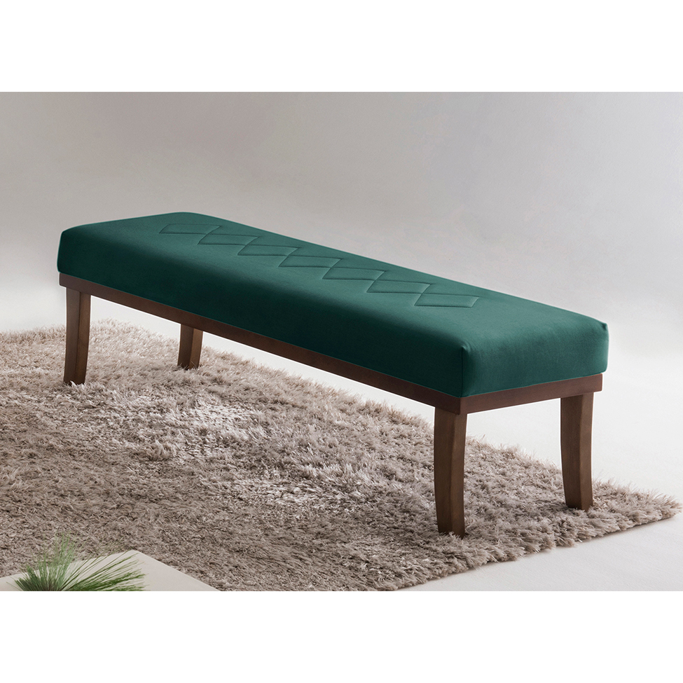 Banco 2 Lugares Theo Veludo Verde e Imbuia 140 cm