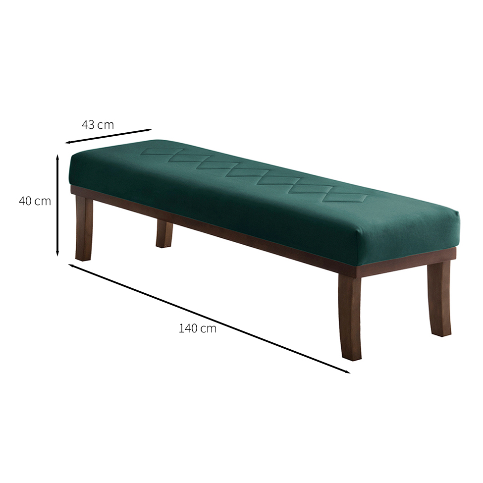 Banco 2 Lugares Theo Veludo Verde e Imbuia 140 cm