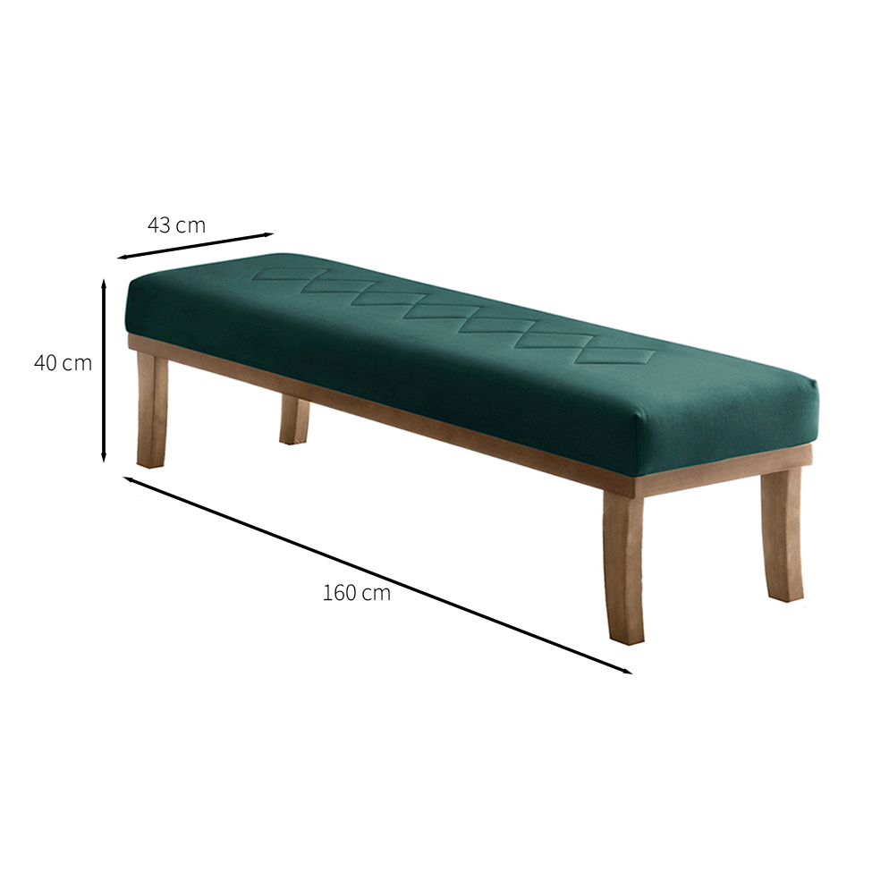 Banco 2 Lugares Theo Veludo Verde e Mel 160 cm