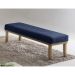 Banco 3 Lugares Theo Veludo Azul e Mel 160 cm