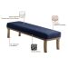 Banco 3 Lugares Theo Veludo Azul e Mel 160 cm