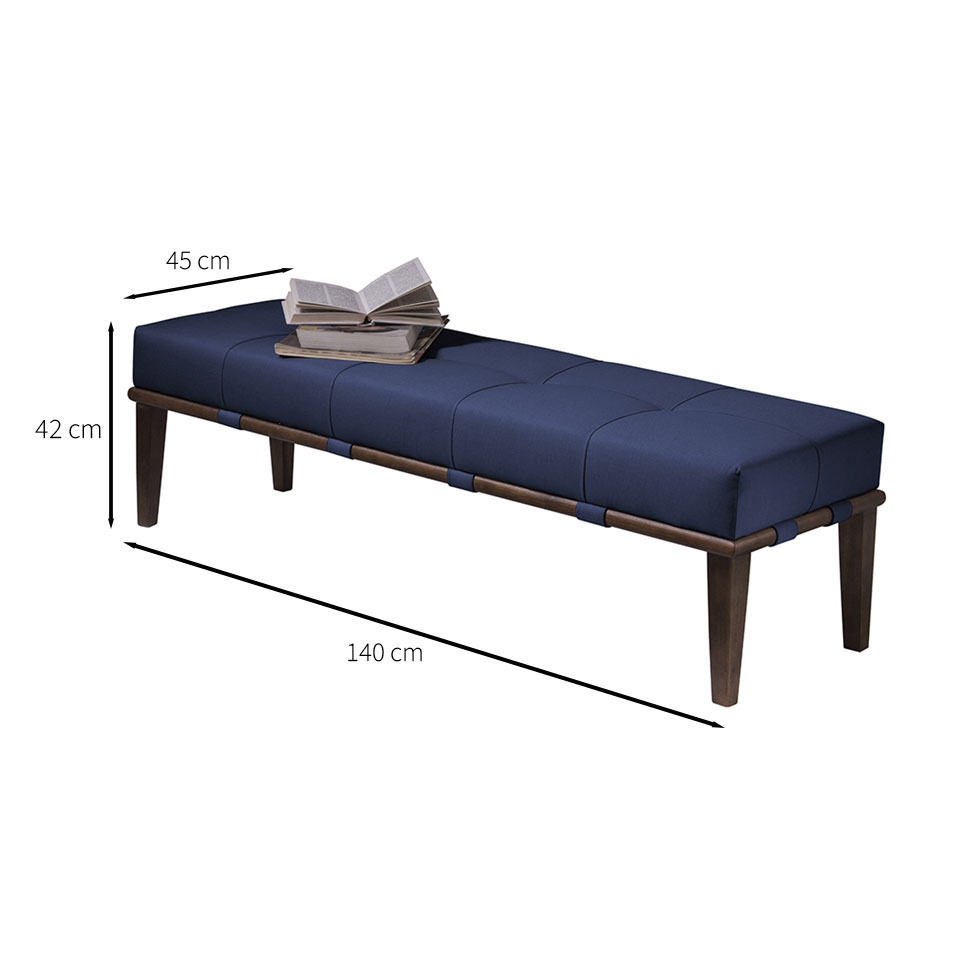 Banco Livia Azul e Imbuia 140 cm