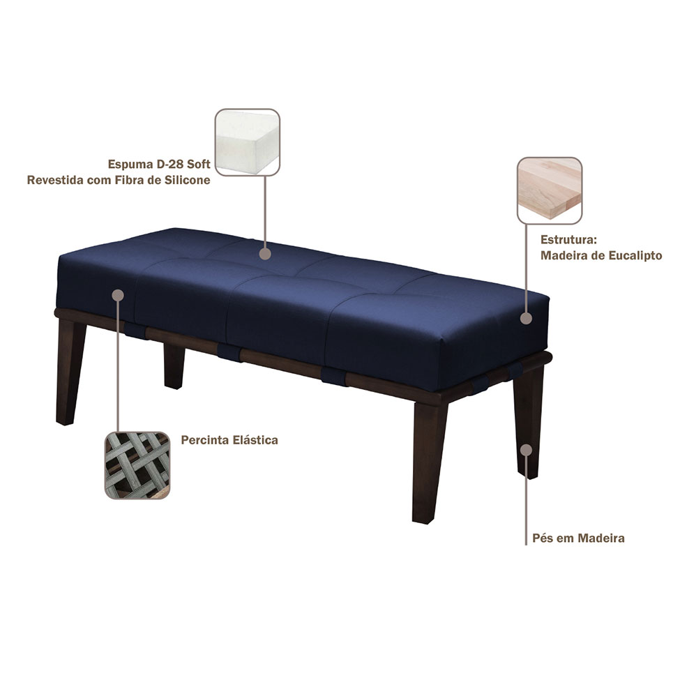 Banco Livia Azul e Imbuia 140 cm