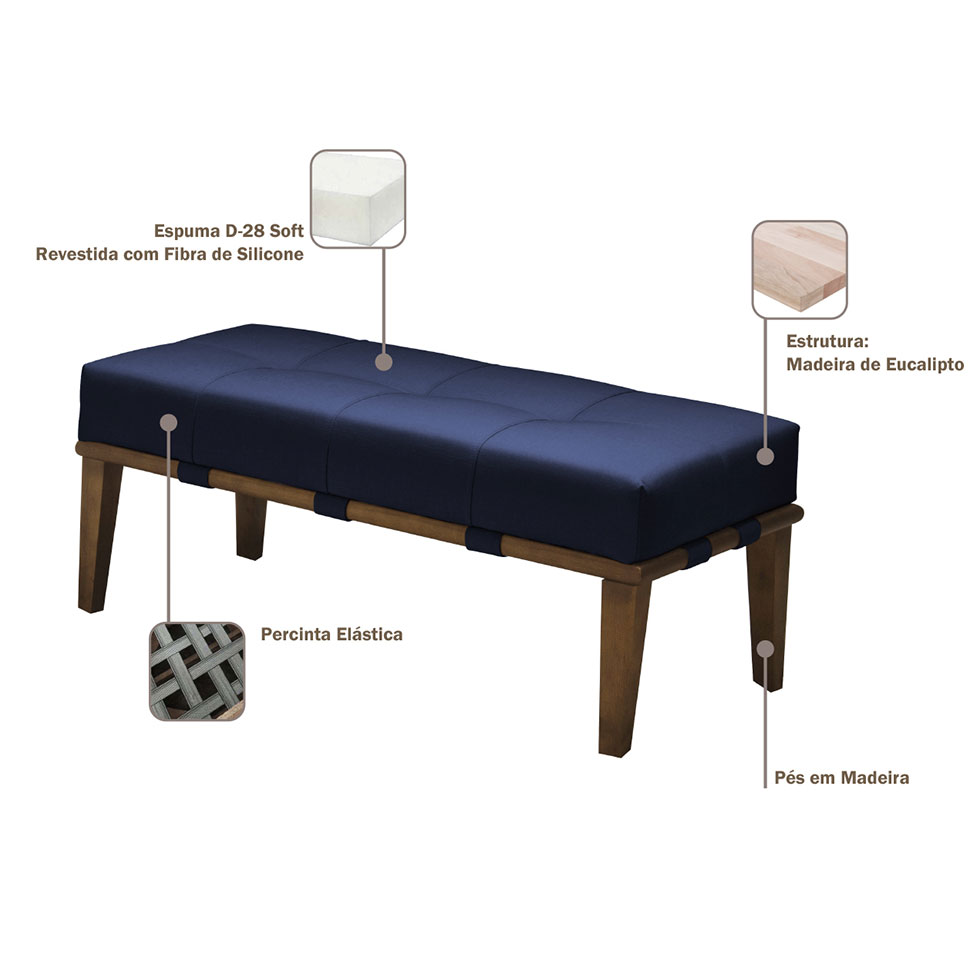 Banco Livia Azul e Mel 140 cm