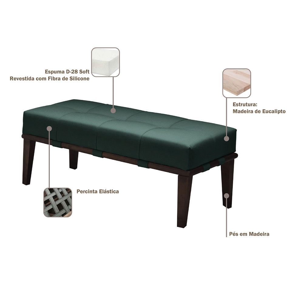 Banco Livia Verde e Imbuia 140 cm