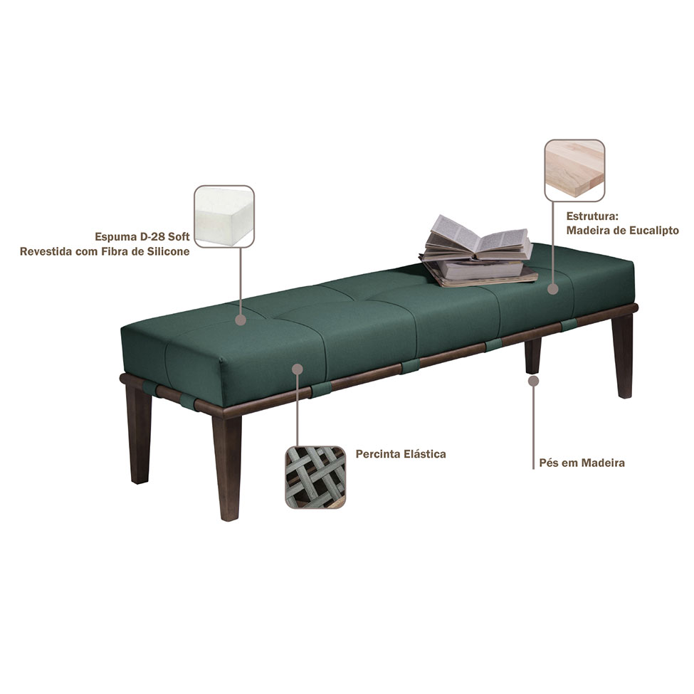 Banco Livia Verde e Imbuia 160 cm