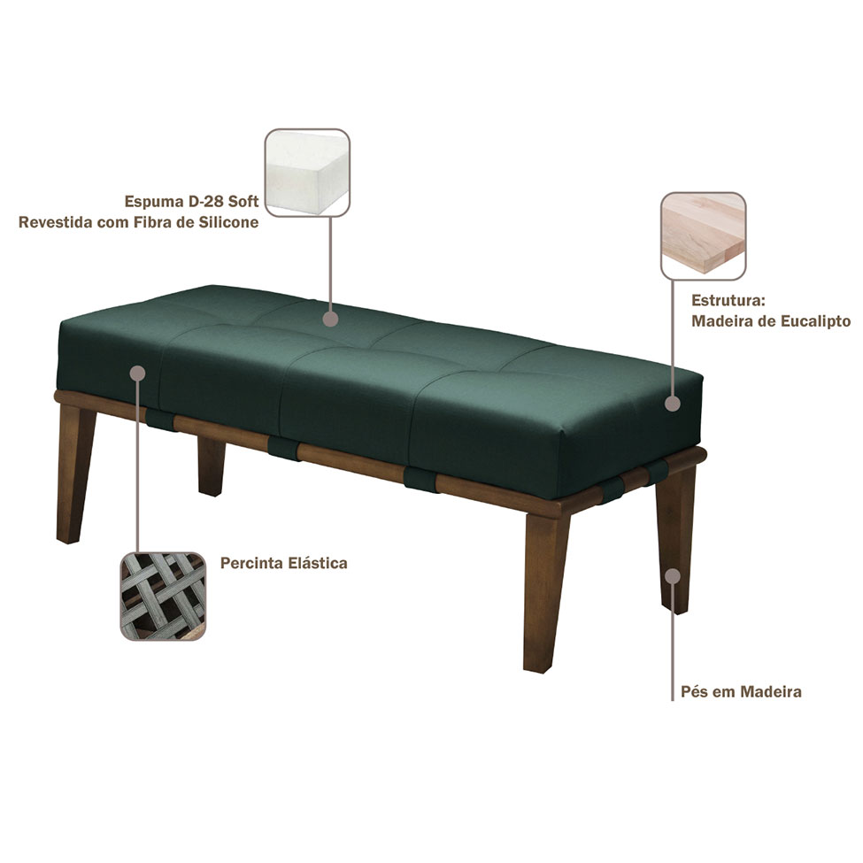 Banco Livia Verde e Mel 140 cm