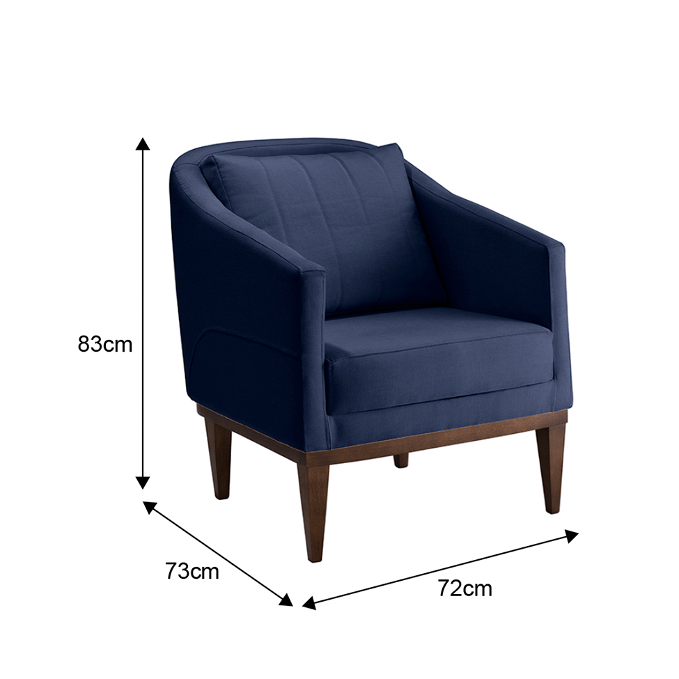 Poltrona Agatha Veludo Azul e Imbuia