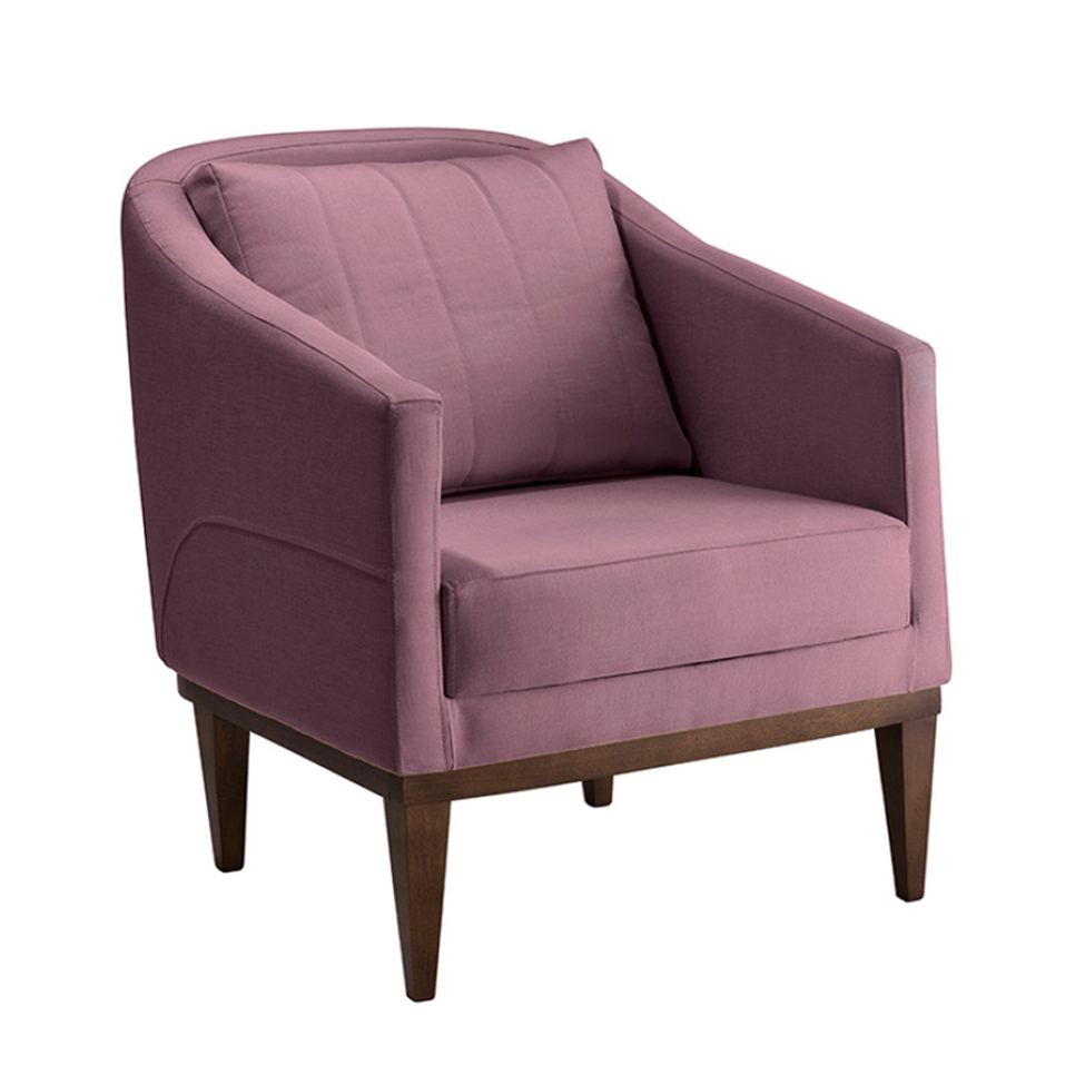 Poltrona Agatha Veludo Rosa e Imbuia