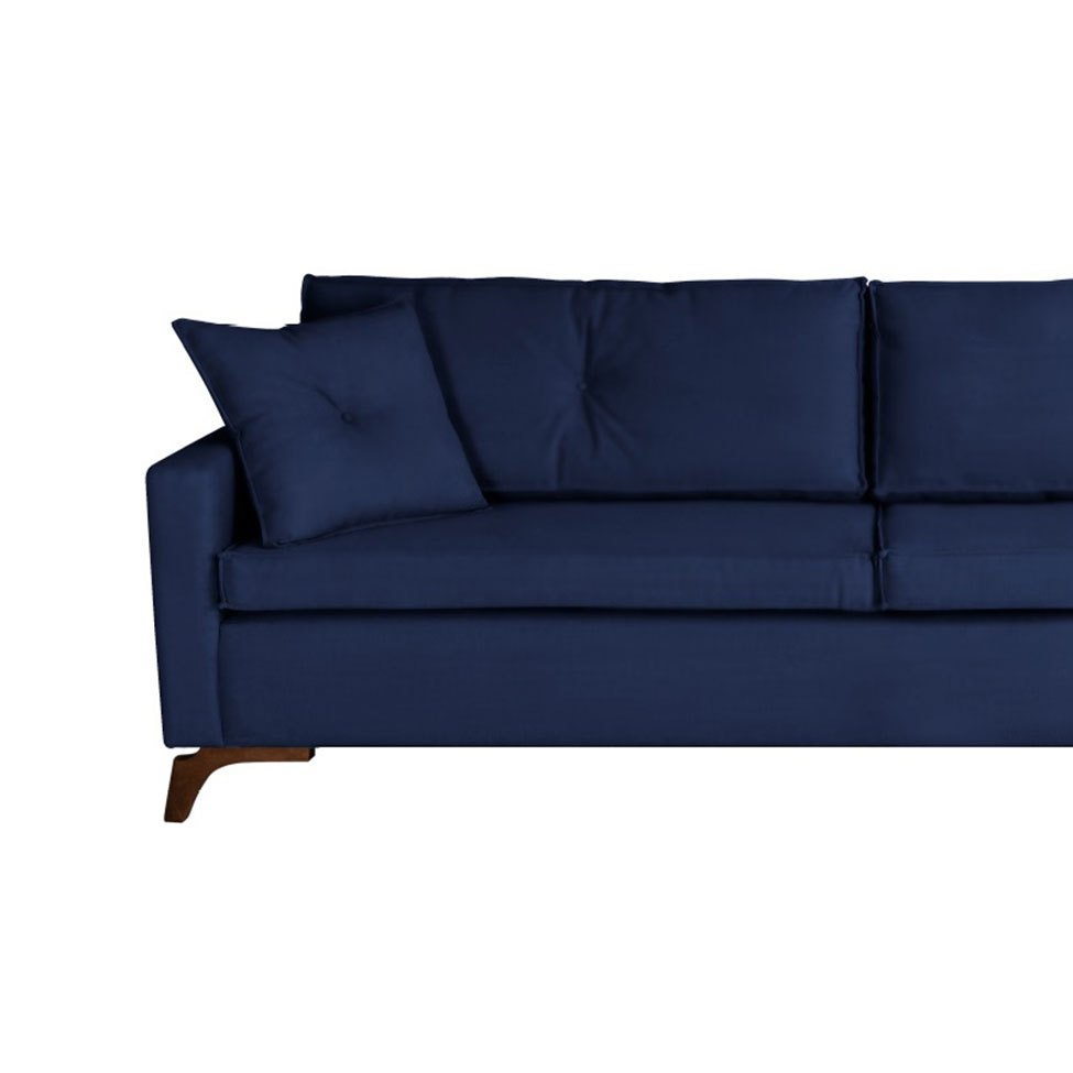Sofá 3 Lugares Viena Veludo Azul 190 cm