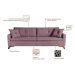 Sofá 3 Lugares Viena Veludo Rosa 190 cm