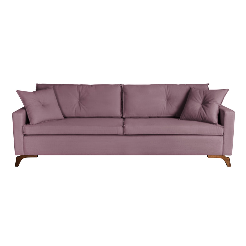 Sofá 3 Lugares Viena Veludo Rosa 190 cm