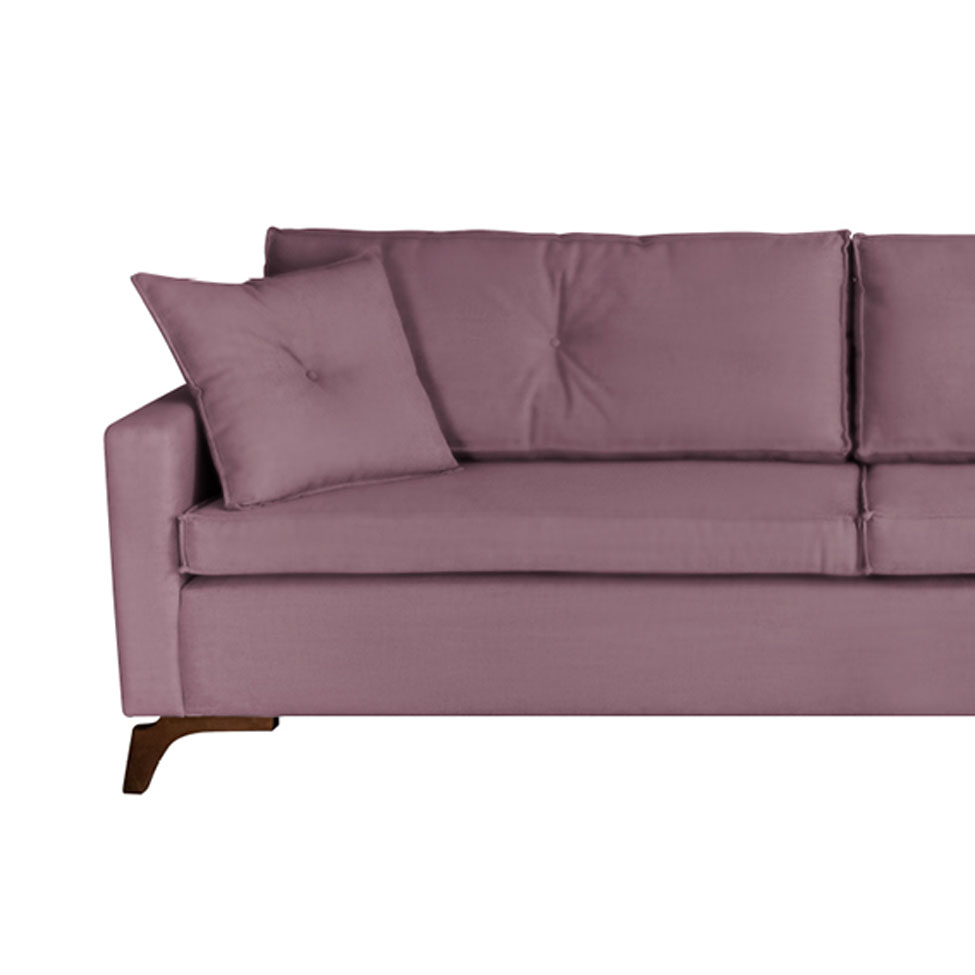 Sofá 3 Lugares Viena Veludo Rosa 190 cm