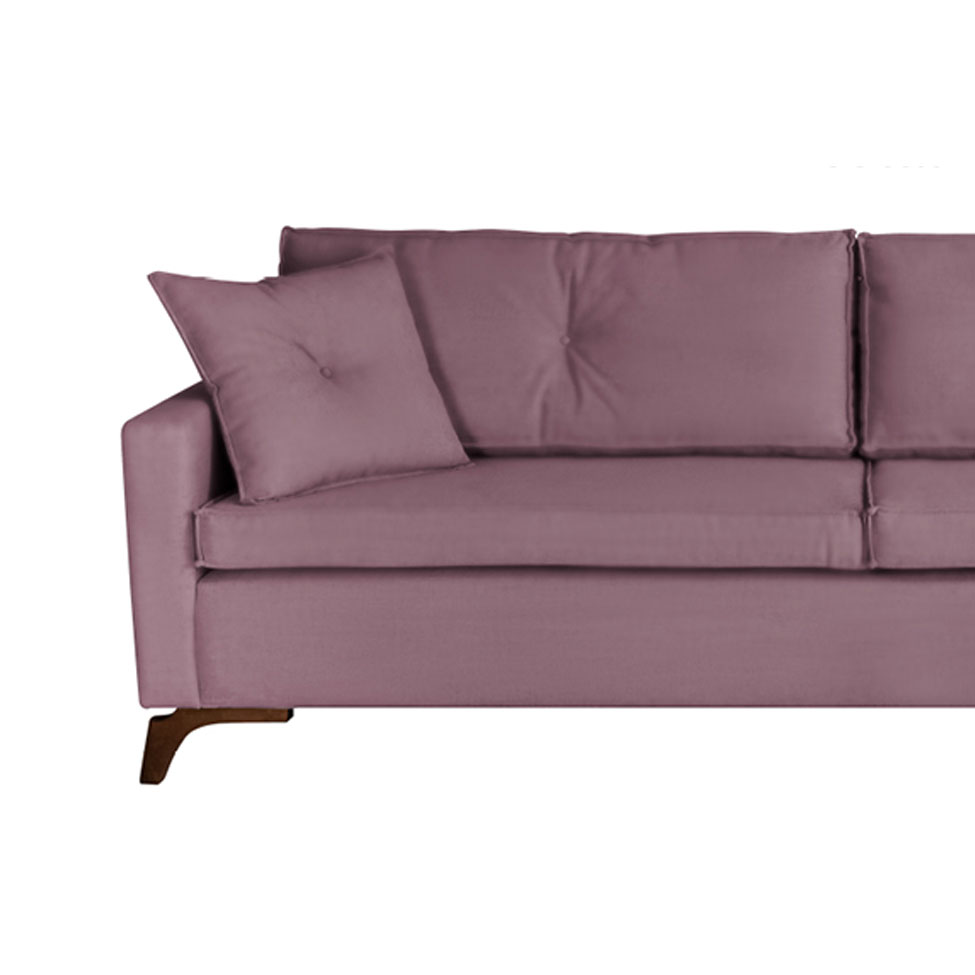 Sofá 3 Lugares Viena Veludo Rosa 210 cm