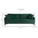 Sofá 3 Lugares Viena Veludo Verde 190 cm