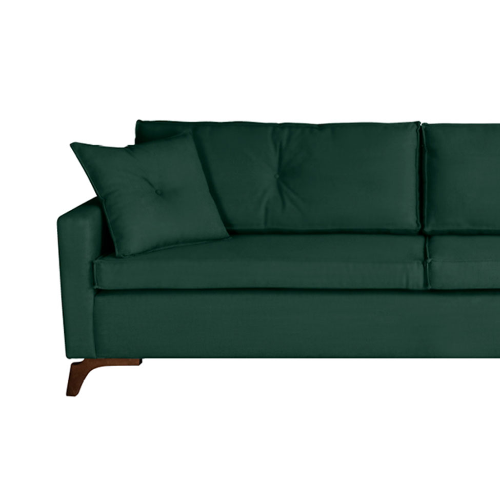 Sofá 3 Lugares Viena Veludo Verde 190 cm