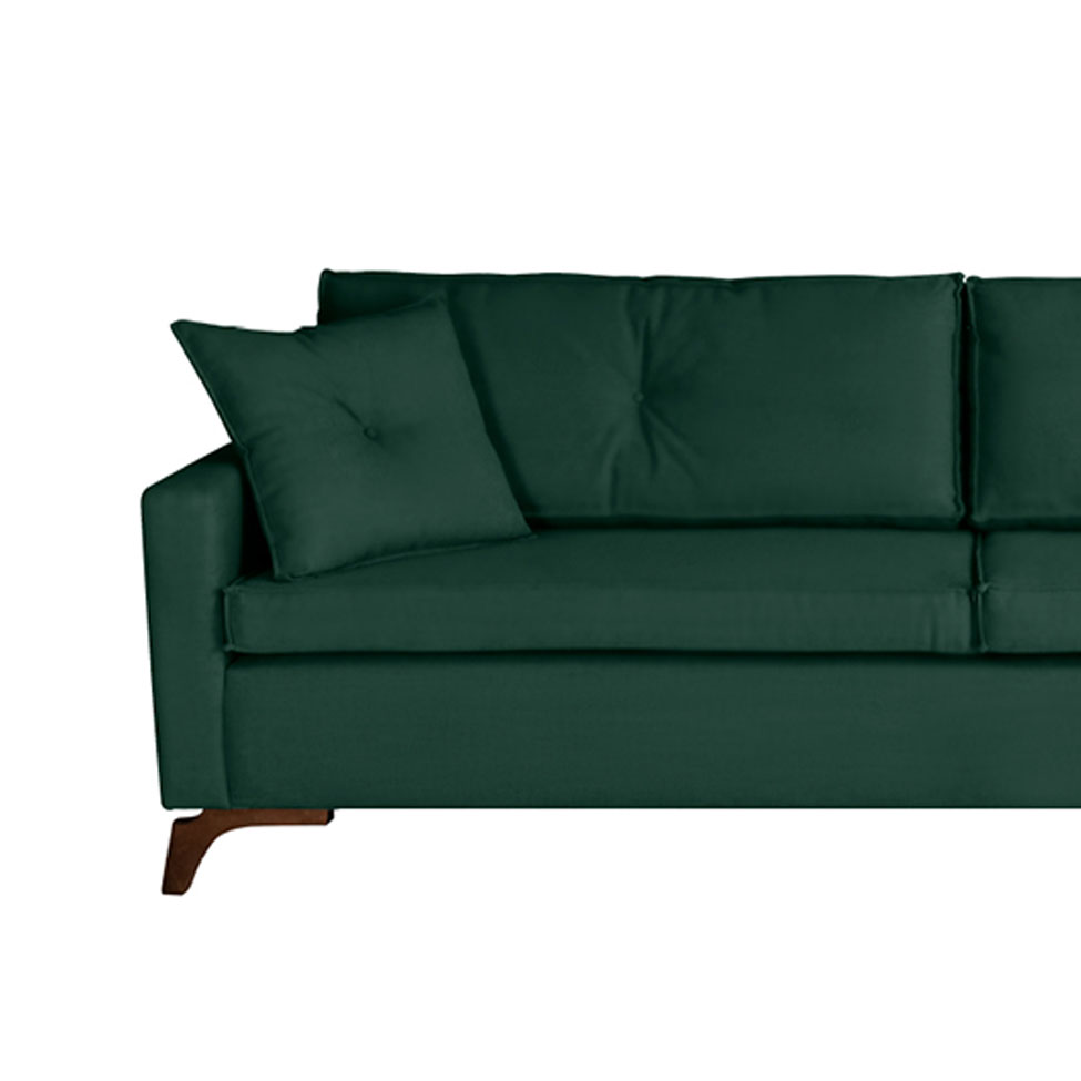 Sofá 3 Lugares Viena Veludo Verde 210 cm