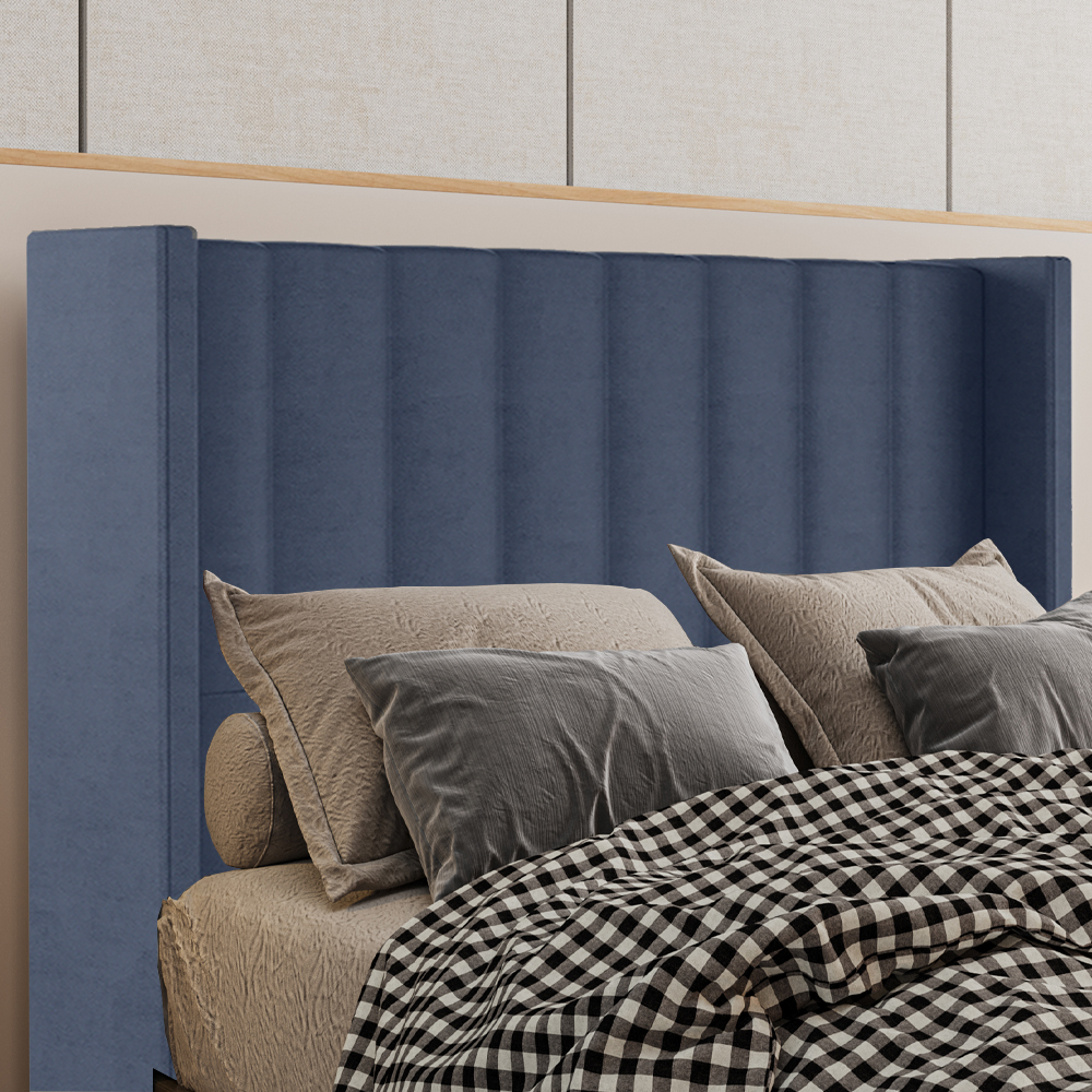 Cabeceira Casal 138 cm Barcell Veludo Azul Soon