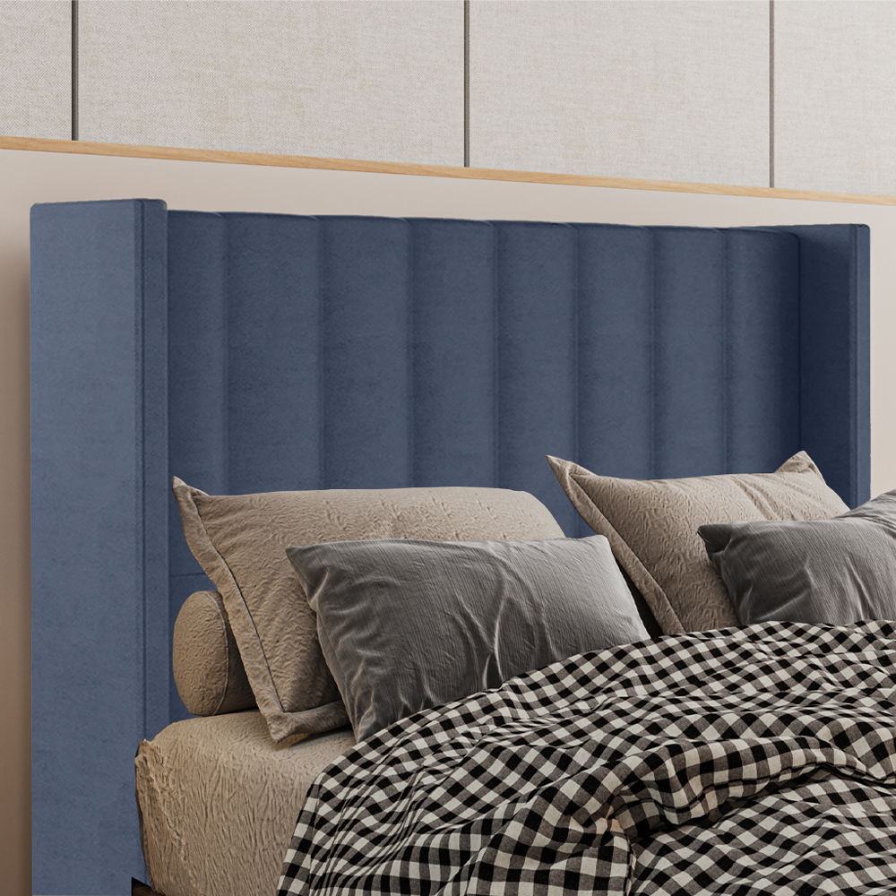 Cabeceira Casal 138 cm Barcell Veludo Azul Soon