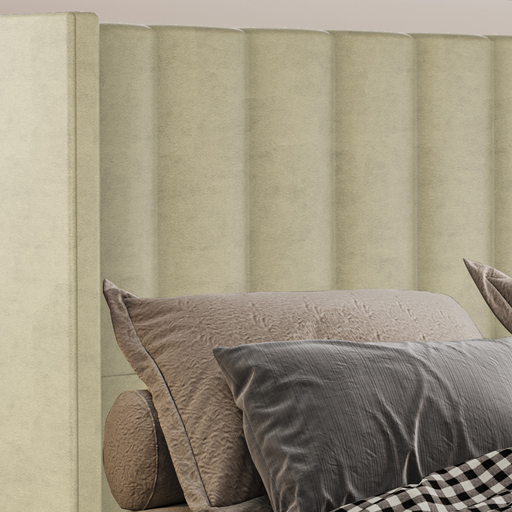 Cabeceira Casal 138 cm Barcell Veludo Bege Soon
