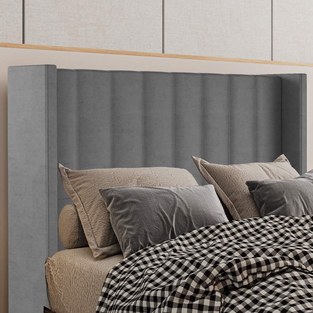 Cabeceira Casal 138 cm Barcell Veludo Cinza Soon