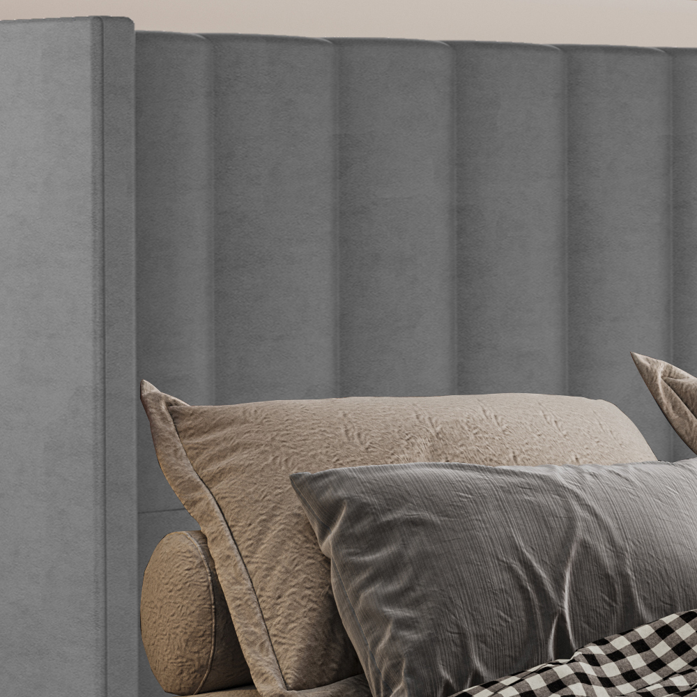 Cabeceira Casal 138 cm Barcell Veludo Cinza Soon
