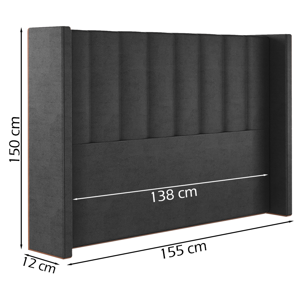 Cabeceira Casal 138 cm Barcell Veludo Preto Soon