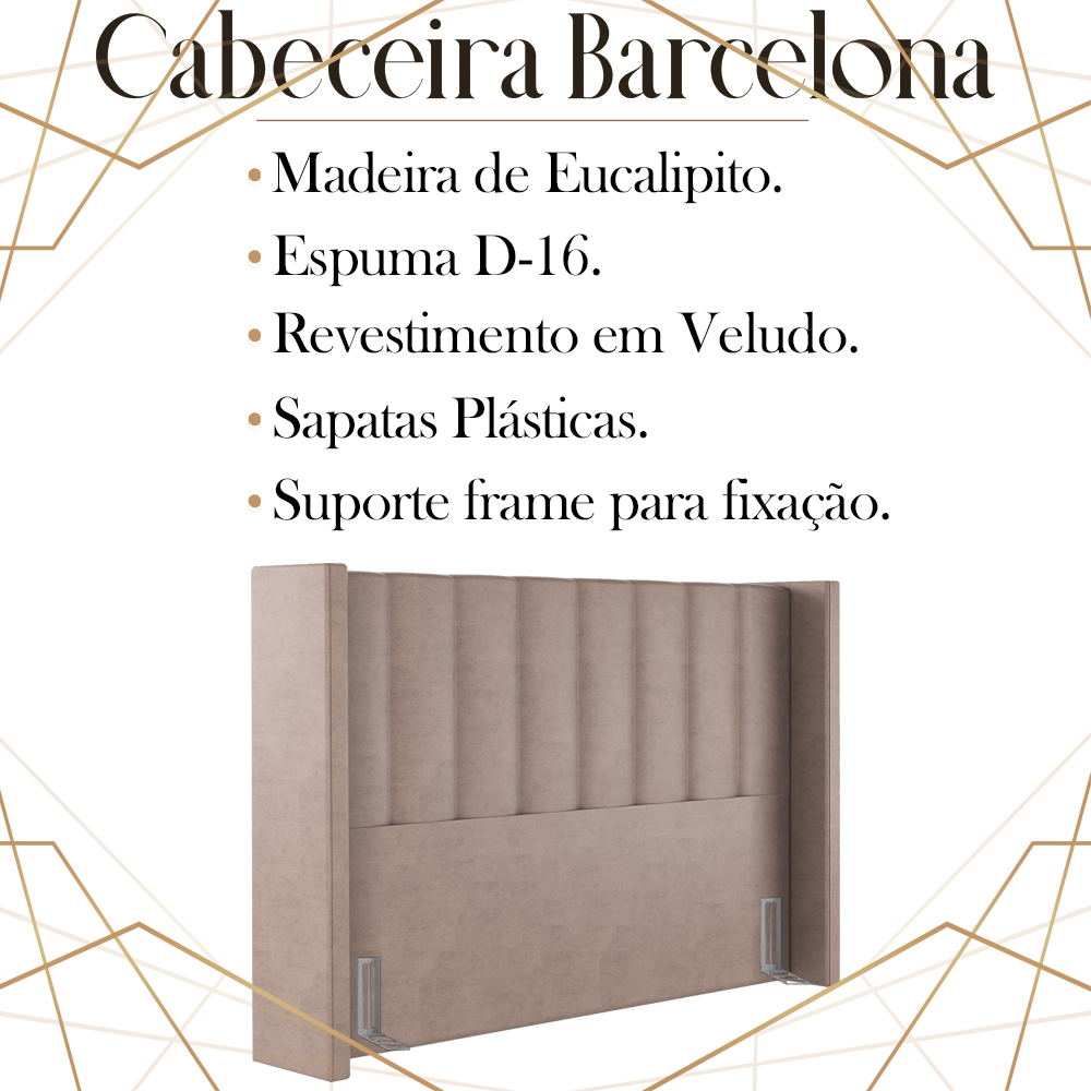 Cabeceira Casal 138 cm Barcell Veludo Rose Soon