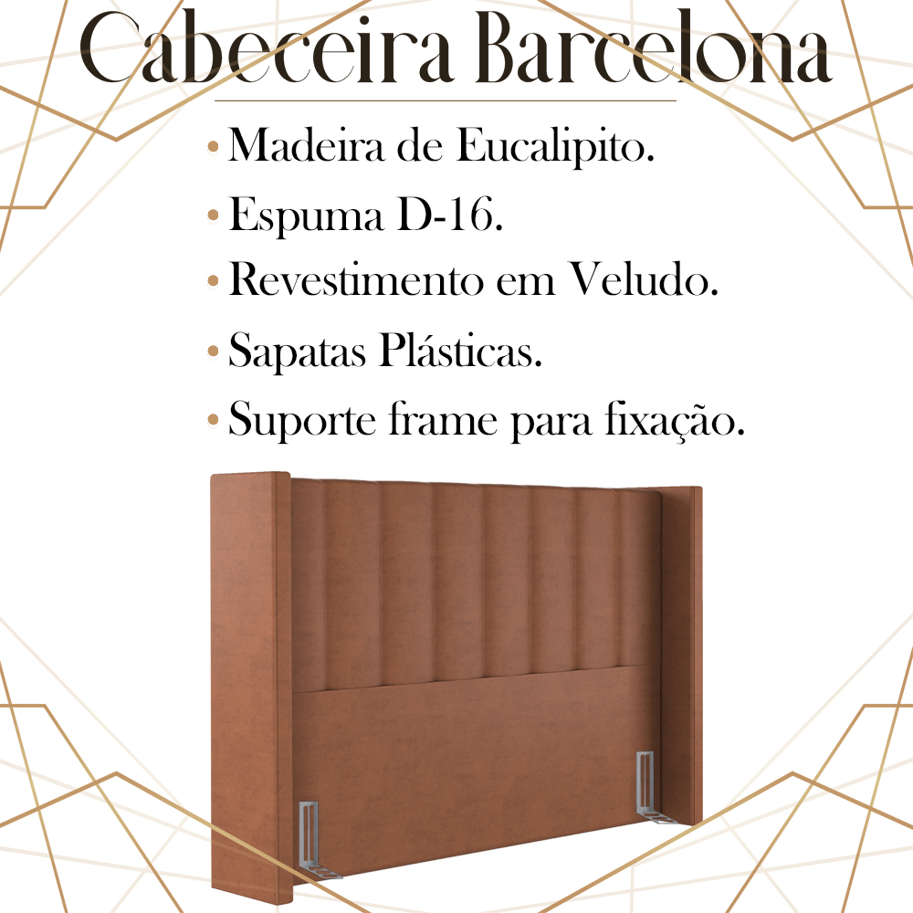 Cabeceira Casal 138 cm Barcell Veludo Terracota Soon