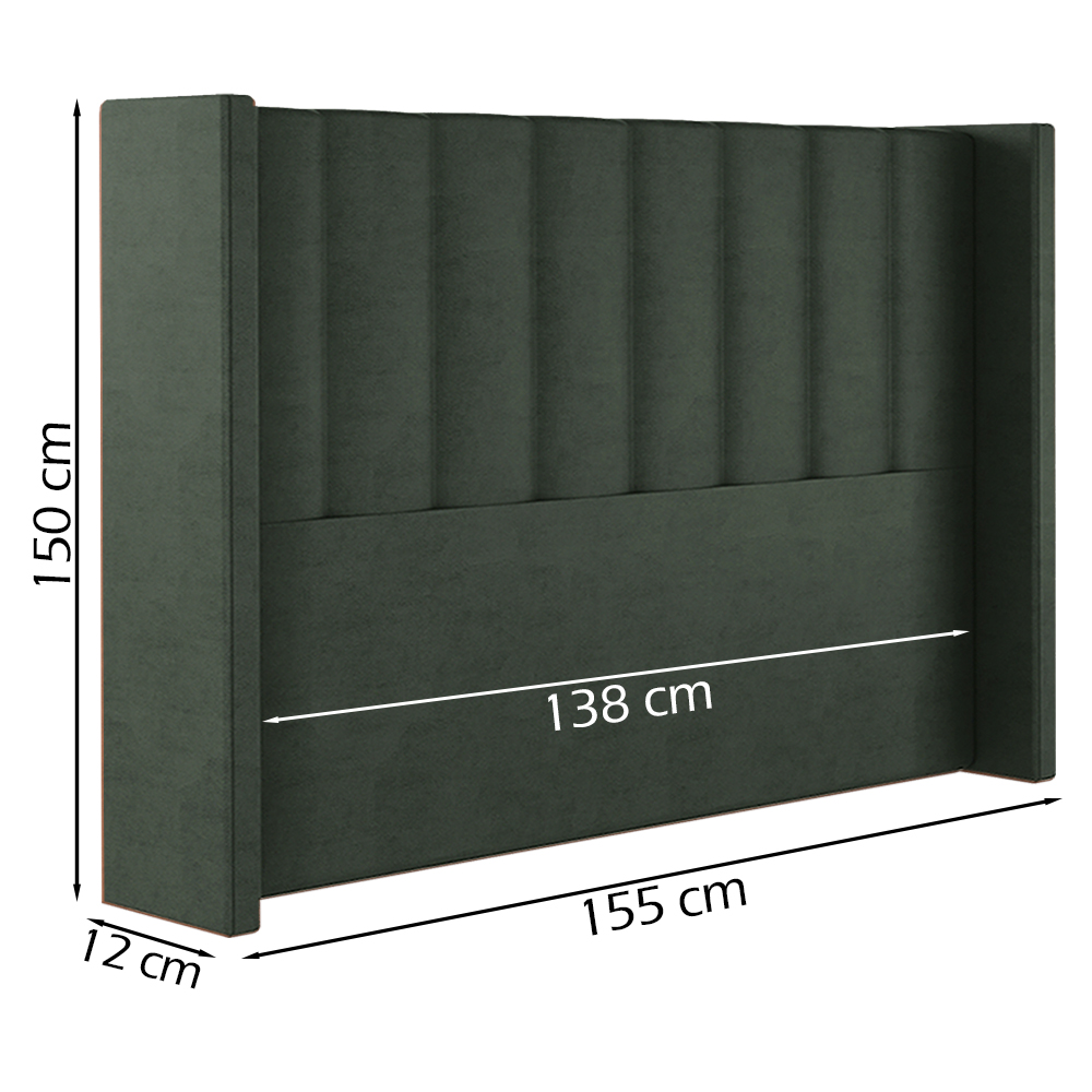 Cabeceira Casal 138 cm Barcell Veludo Verde Soon