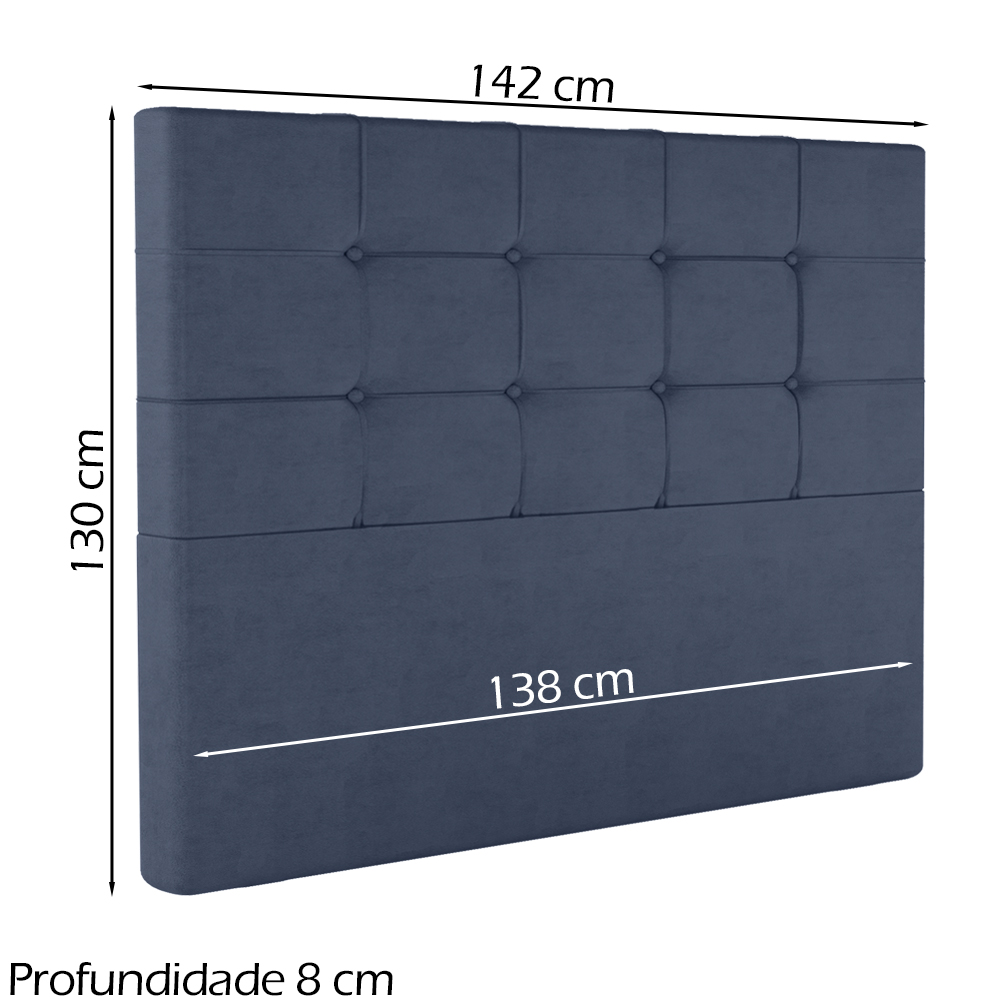 Cabeceira Casal 138 cm Berlin Veludo Azul Soon