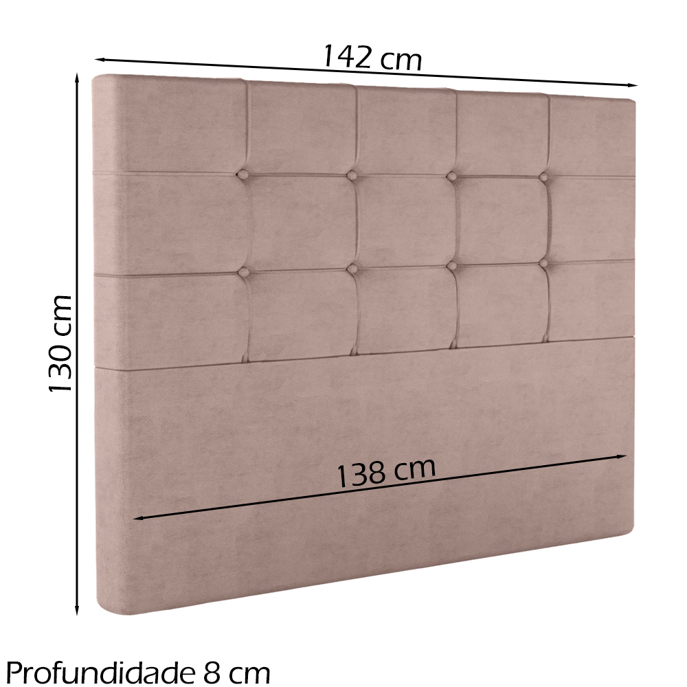 Cabeceira Casal 138 cm Berlin Veludo Rose Soon